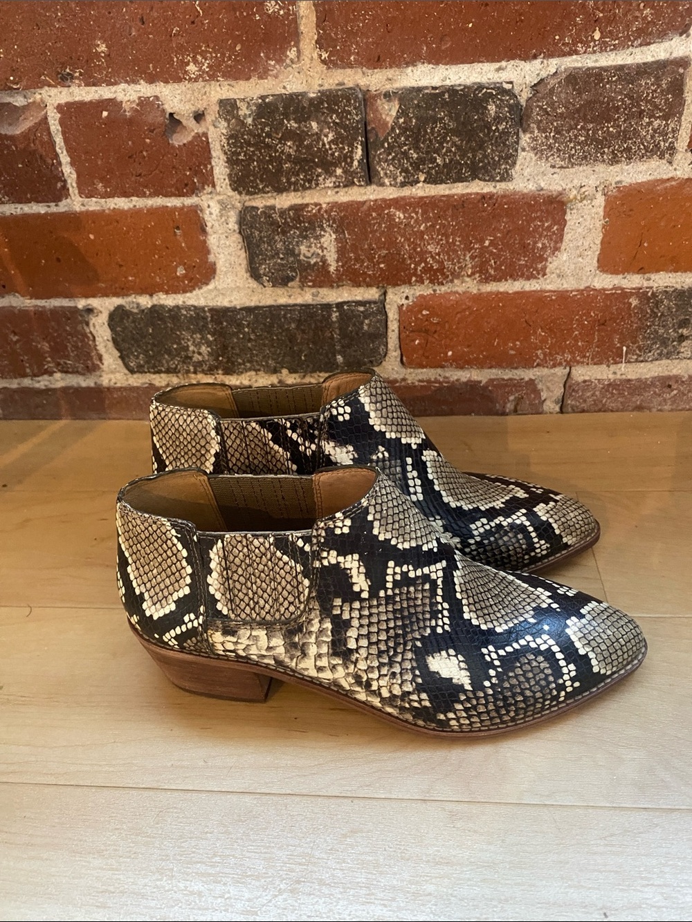 Madewell Snakeskin Low Heel Ankle Boot